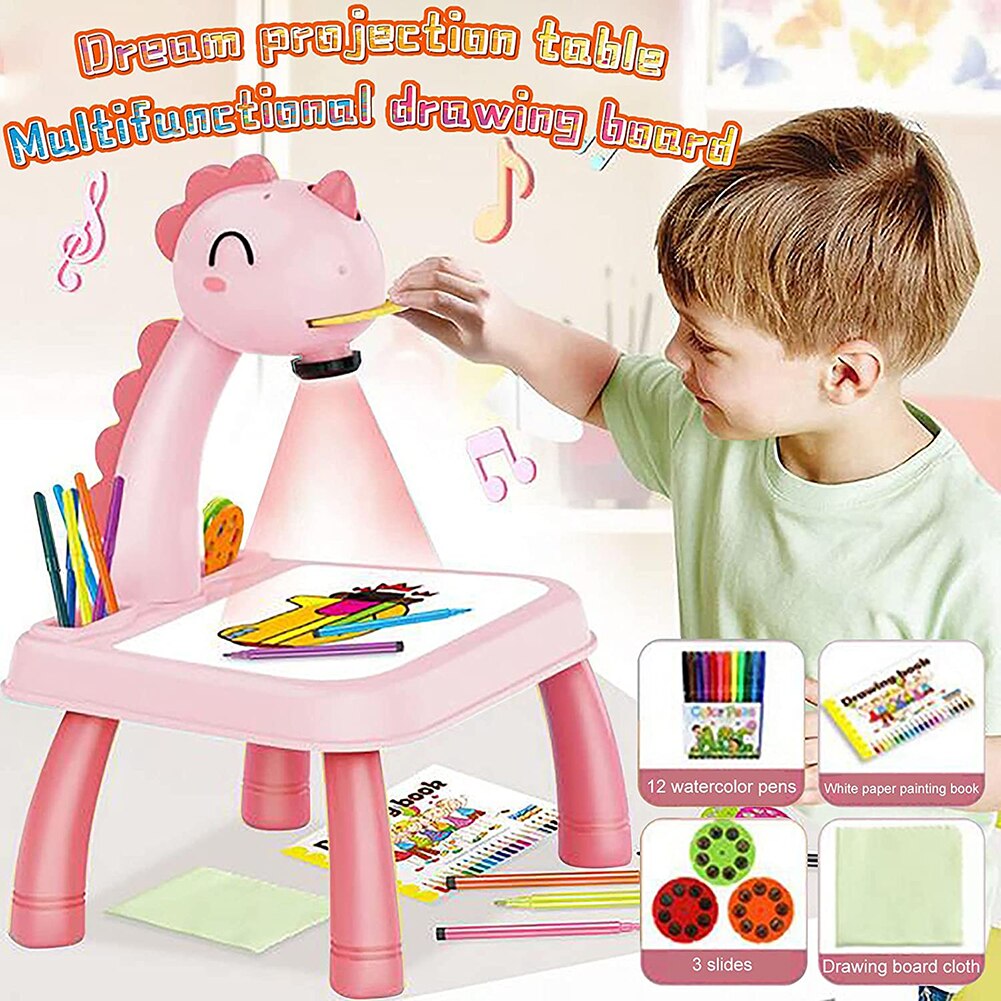 Kids Projection Drawing Board LED Projector Painting & Writing Table