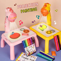 Kids Projection Drawing Board LED Projector Painting & Writing Table