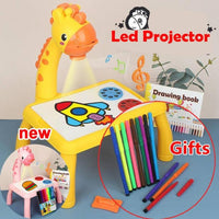 Kids Projection Drawing Board LED Projector Painting & Writing Table